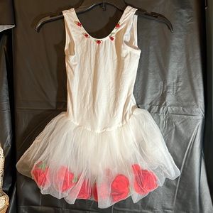 White skater dance costume with red roses